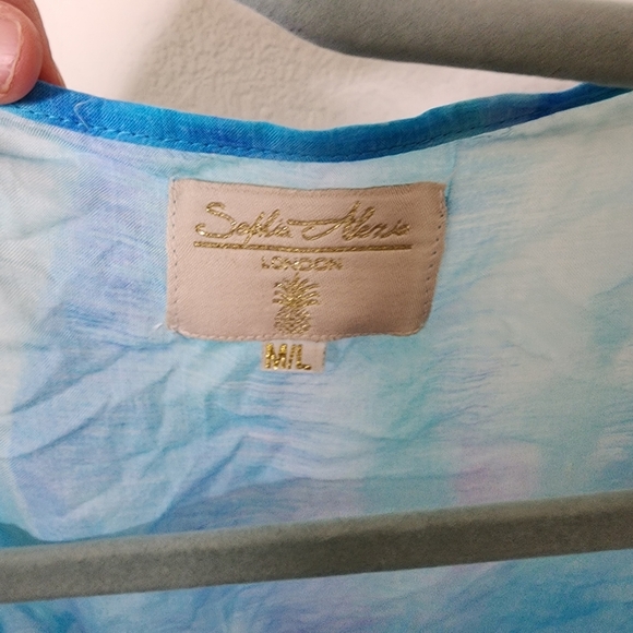 SOPHIA ALEXIA Turquoise Wave Riviera Wrap Dress M/L - Picture 4 of 6